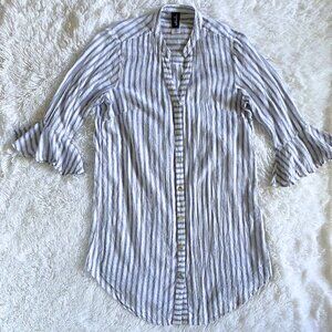 Striped Beach Cover Up with Bell Sleeves – Small/Medium
